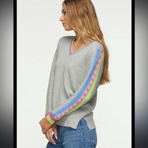 Anthropologie Zaket & Plover V-Neck Side Striped Cashmere Blend Sweater Size S